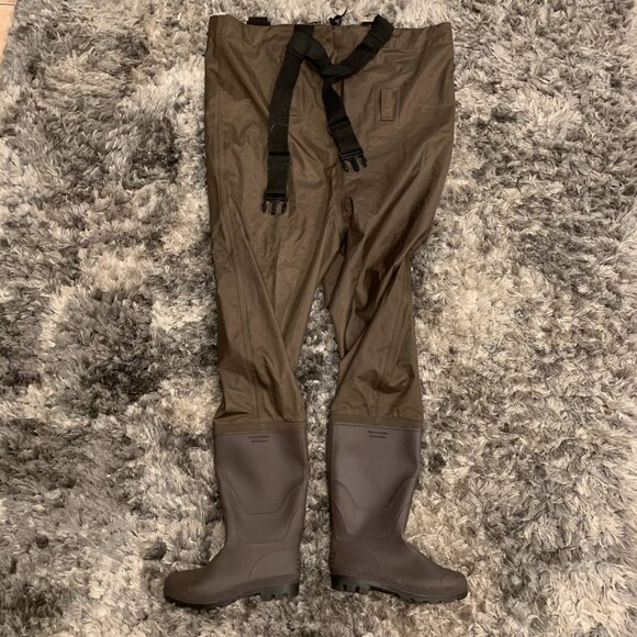 Used FISHINGSIR Fishing Chest Waders w/ Boots Hunting Brown - Picture 6 of 8